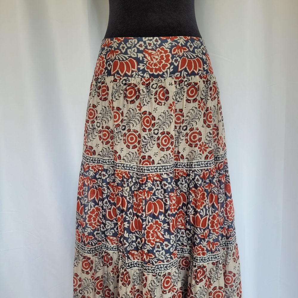 🌻Sundance tiered boho cotton maxi skirt.Floral print Sz 12 excellent condition - Picture 2 of 13